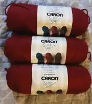 Caron Simply Soft 3 New Skeins *Autumn Red* 6oz, 315 Yds Each 100% Acrylic