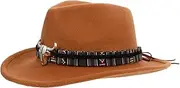 [WOFASHPURET] Bull Head Woolen Hat Chain Fedora Hat Women Hat Adult Summer Hat Cowgirl Hat Hat Cap Hat for Men Red Hat Bonnet for Men Man Hat Mexican Hat Hats Party Hat Felt Black