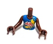 Lego - Mini Doll Torso - Blue, Sleeveless, Dark Skin