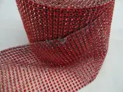 Red Jeweled Mesh Ribbon 4 1/2" Wide X Bolt Great for Crafts Decorating