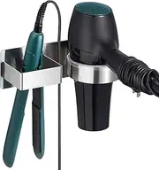 Hair Dryer Holder, No Drilling, Hair Dryer Holder for Hair Dryers and Straighteners, Hair Dryer Holder, Stainless Steel, Hair Dryer Holder, Wall Mount, Straightener Holder, Self-Adhesive Hair Dryer