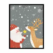 Santa & Reindeer Framed Framed Poster