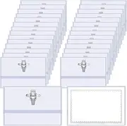 Yharnamite 50Pcs Plastic Name Badge Holders, ID Badge Holder with Clip and Pin, Clear Waterproof Horizontal ID Card Holder for School, Offices, Business Corporate Event