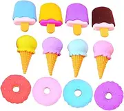 DOITOOL 12Pcs Dessert Shaped Mini Erasers Portable Erasers for School and Home Use Fun and Pencil Accessories for Party Favors and Classroom Rewards