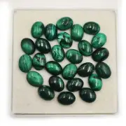 Natural Malachite Oval Cabochon Loose Gemstone Lot 26 Pcs 6*8 MM 40 CT