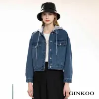 在飛比找momo購物網優惠-【GINKOO 俊克】可拆式連帽牛仔外套