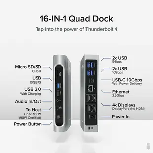 [3美國直購] Plugable TBT4-UDZ 16-in-1 Thunderbolt 4 Dock 100W 4K@60Hz