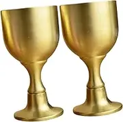 NAMOARLY Chinese Style Wine Goblet Set 2pcs Pure Copper Cups Multi-Function Liquor Cup Elegant Decorative Suitable for Dinner Wedding