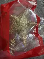 Gold Glitter Star Christmas Tree Topper New In Package