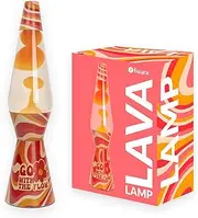 fisura. - Lava lamp go with The Flow Multicoloured Base, Orange Lava. Retro Lava lamp with Spare Bulb. 11.5 cm x 11.5 cm x 40 cm.