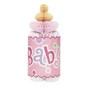 Pink Baby Bottle Honeycomb Centrepiece