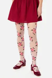 Cream Sheer Roses Tights