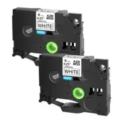 2PK Compatible with Brother P-Touch TZ211 Tze211 Black on White Label Tape 6mm