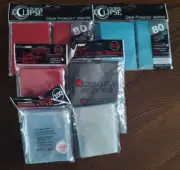 Deck Protector Sleeves - light blue, red with inside clear sleeves