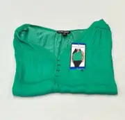 Hilary Radley Women's Sleeveless V-Neck Lightweight Blouse Top, Vivid Green, L