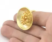 Flower Adjustable Ring Matte gold plated Brass 7.5-10 US size 4016