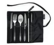Mizu Urban Cutlery Set Black Stainless Steel 5-Piece Portable Travel Silverware