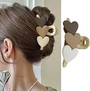 Heart Hair Clips for Women, Large Heart Hair Clips, Strong Hold Hair Clip, Romantic Hair Styling Accessories, Cute Clamp Clips for Women (Colour 3)