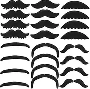 24pcs Self Adhesive Fake Beards Bead Costume Mustaches Easy to Stick Remove Suitable for Adults Boys and Girls Parties Black