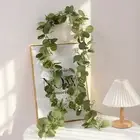 Artificial Flowers Plants Fake Eucalyptus Money Leaves Vine Garland Hanging for
