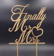 Finally Mr Mrs Wedding Anniversary Cake Topper Wooden Party Supply