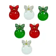 Christmas Ornaments W Glitter Bow Button Set - Craft Sew Scrap