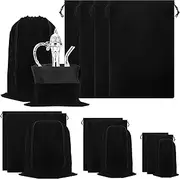 Glarks 4pcs 7.8 x 11.8in Black Anti Tarnish Storage Bags Fabric Cloth Bags for Jewelry Silverware Protection Flatware