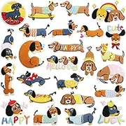 Dachshund Iron-on Patches, 25 Pcs Cute Dog Sew-on Patches, Puppy Embroidered Appliques, Decorative Animal Patch for DIY Clothing Hat