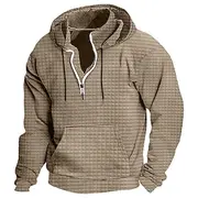 Men's Hoodie Waffle Hoodies Pullover Hoodie Sweatshirt Quarter Zip Hoodie Tactical Hoodie Black White Wine Navy Blue Green Hooded Plain Pocket Sports Outdoor