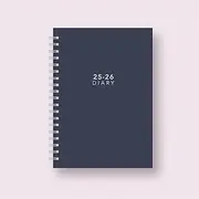2025-2026 Academic Diary Planner, A5 Hardback, Week to View, Spiral Bound, Pastel Designs (Navy Blue)
