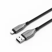 Cygnett Armoured USB-A to 8-Pin Charging Data Sync Cable 1M For iPhone Black