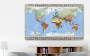 World Map Country Flag Stretched Canvas Print