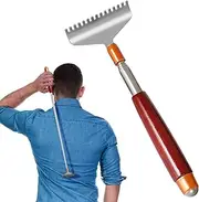 Large Back Scratcher, Azymi Telescopic Back Scratcher for Men Women with Wood Handle- Massage Roll, Upgraded Wider Steel 15-Teeth Claw, Compact Sturdy Metal Hand Back Scratcher Massager
