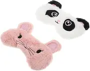 Ipetboom 2Pcs Animal Eye Masks Cartoon Design Sleeping Blinders Breathable Light Blocking Eye Covers for Students for Naps and Travel