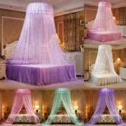 Princess Dome Lace LED Light Mosquito Net Mesh Bed Canopy Home Bedroom Decor AU