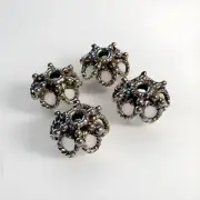 Sterling Silver Bali Bead Caps 9mm Qty:4