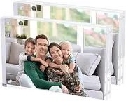 Acrylic Frame 6x8,2 Pack Premium Acrylic Picture Frame 6x8 Magnetic Picture Frame Thickness 10+10MM Clear Picture Frame, 6 by 8 Picture Frames Acrylic Magnetic Photo Frame Self Standing Double Sided Frame Gift Ideal,Picture Frame