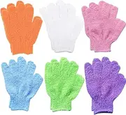 IKOPFLN Pack of 12 Exfoliating Gloves, Massage Gloves, Exfoliating Gloves for Body and Face, Massage Glove, Exfoliating Wash Gloves (White + Pink + Purple + Green + Blue + Orange), a, A