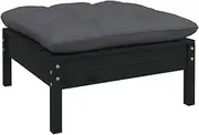 Sectional Sofa, Garden Footstool with Anthracite Cushion Black Solid Pinewood