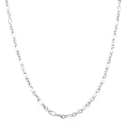 10K White Gold Flat Oval Figaro Chain Necklace,2.0mm, 18"
