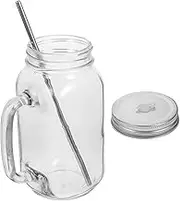 MUCKLILY 1Set Portable Leakproof Glass Juice Bottle with Straw Reusable Tumbler for Tea Milk and Juice for Home Office and Travel