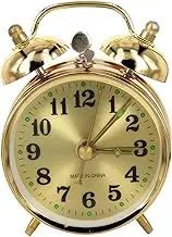 Mechanical Clock Quiet Vintage Gold Wind Up Analog Mechanical Alarm Clock with Handle Battery-Free Waterproof PVC & ABS Alarm for Living Room, Bedroom, Reading Room