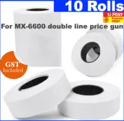 10 Rolls WHITE TAGS LABELS STICKERS FOR DOUBLE LINE 2 LINES PRICE GUN MX 6600