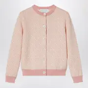 [GUCCI] Cardigan GG jacquard pink/white 12 Y Pink