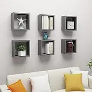 Wall Cube Shelves 6 pcs Grey 30x15x30 cm Floating Storage Organizer Home Decor