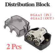 2Pcs 2-Way Distribution Block 0 AWG Gauge in 0 Gauge Out for Car Audio Splitter