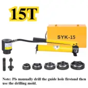 15T 16-114mm Hydraulic Knockout Punch Driver Kit Conduit Hole Tool 5 Dies Set
