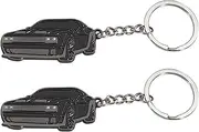 Toguma 2Pcs Keychain Accessories for Dodge Challenger, Keyrings for Men and Women Metal Keychain for SRT Cute Keychains for Car (Black)