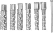 7Pcs Annular Cutter 3 Flute Mag Drill Bit Carbide Steel Core Drill Bit Set, for Metal