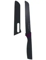 [The Cooks Collective] Ti Bread Knife with Cover 17cm in Grey/Purple